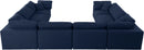 Serene Navy Linen Fabric Deluxe Cloud Modular Sectional