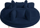 Circlet Navy Velvet Round Sofa Settee