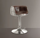 Brancaster Vintage Brown Top Grain Leather & Aluminum Adjustable Stool (1Pc)