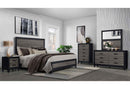 LISBON GREY/BLACK KING BED, DRESSER, MIRROR AND NIGHTSTAND