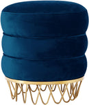 Revolve Navy Velvet Ottoman/Stool