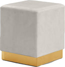 Jax Cream Velvet Ottoman/Stool