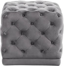 Stella Grey Velvet Ottoman/Stool