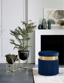 Yasmine Navy Velvet Ottoman/Stool