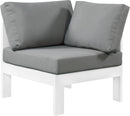 Nizuc Grey Waterproof Fabric Outdoor Patio Aluminum Corner Chair