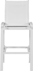 Nizuc White Mesh Waterproof Fabric Outdoor Patio Aluminum Mesh Barstool