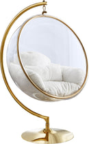 Luna White Faux Fur Acrylic Swing Accent Chair