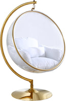 Luna White Fabric Acrylic Swing Bubble Accent Chair (2 Boxes)