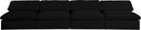 Serene Black Linen Fabric Deluxe Cloud Modular Armless Sofa
