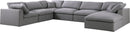 Serene Grey Linen Fabric Deluxe Cloud Modular Sectional