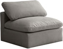 Plush Grey Velvet Standard Cloud Modular Armless Chair