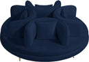 Circlet Navy Velvet Round Sofa Settee