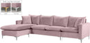 Naomi Pink Velvet 2pc. Reversible Sectional