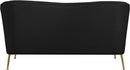 Hermosa Black Velvet Loveseat