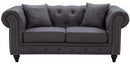 Chesterfield Grey Linen Loveseat