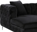 Gail Black Velvet 3pc. Sectional