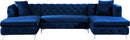Gail Navy Velvet 3pc. Sectional
