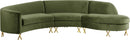 Serpentine Olive Velvet 3pc. Sectional