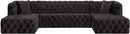 Coco Black Velvet 3pc. Sectional (3 Boxes)