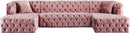 Coco Pink Velvet 3pc. Sectional (3 Boxes)