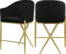 Xavier Black Velvet Counter Stool