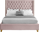 Barolo Pink Velvet King Bed