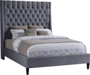 Fritz Grey Velvet Queen Bed