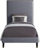 Harlie Grey Velvet Twin Bed