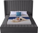 Kiki Grey Velvet Queen Bed (3 Boxes)