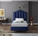 Lily Navy Velvet Twin Bed