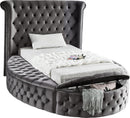 Luxus Grey Velvet Twin Bed (3 Boxes)