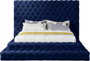Revel Navy Velvet Queen Bed (3 Boxes)