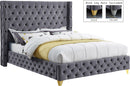 Savan Grey Velvet Queen Bed