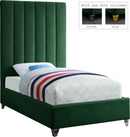 Via Green Velvet Twin Bed
