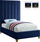 Via Navy Velvet Twin Bed