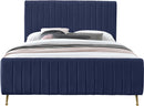 Zara Navy Velvet Queen Bed (3 Boxes)