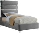 Zuma Grey Velvet Twin Bed