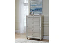 Riley Silver King Bed, Dresser, Mirror, 2 Nightstands and Chest