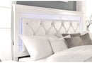 POMPEI METALLIC WHITE FULL BED GROUP WITH LED