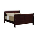 Louis Philippe Traditional Red Brown Sleigh Queen Bed