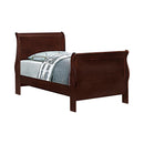 Louis Philippe Traditional Red Brown Sleigh Twin Bed