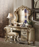 Vendome Fabric, Gold Patina & Bone Vanity Stool
