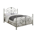 Evita Silver Metal Scrollwork Queen Bed