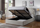 Hermosa Beige Upholstered Full Bed With Hydraulic Lift Storage