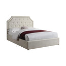 Hermosa Beige Upholstered King Bed With Hydraulic Lift Storage