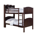 Parker Transitional Cappuccino Twin-over-Twin Bookcase Bunk Bed