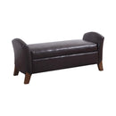 Upholstered Brown Faux Leather Bench