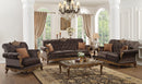 Orianne Charcoal Fabric & Antique Gold Sofa w/2 Pillows