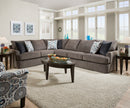 Firminus 2-Tone Brown Chenille Sectional Sofa (w/6 Pillows)