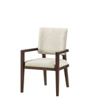 Niamey Fabric & Walnut Arm Chair (Set-2)